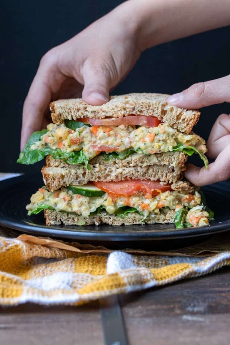 Smashed Chickpea Salad Sandwich - Veggies Don't Bite