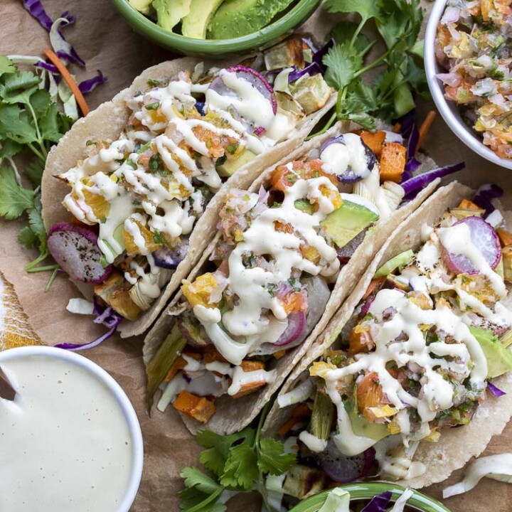 Vegan Roasted Veggie Tacos with Citrus Salsa - Veggies Don't Bite