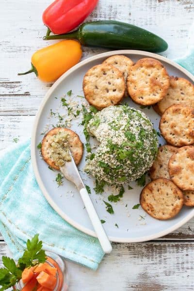 Smoky Jalapeño Ranch Vegan Cheese Ball - Veggies Don't Bite