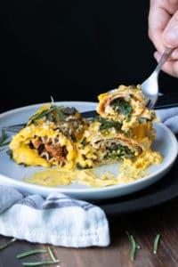 vegan butternut squash lasagna roll ups