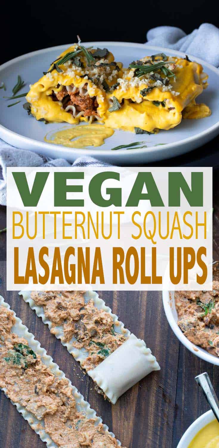 vegan butternut squash lasagna roll ups