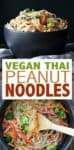 These vegan Thai peanut noodles are easy to make and are full of flavor! Filled with protein, veggies and done in 15 minutes, the perfect weeknight meal! #quickveganmeals #easydinnerrecipes