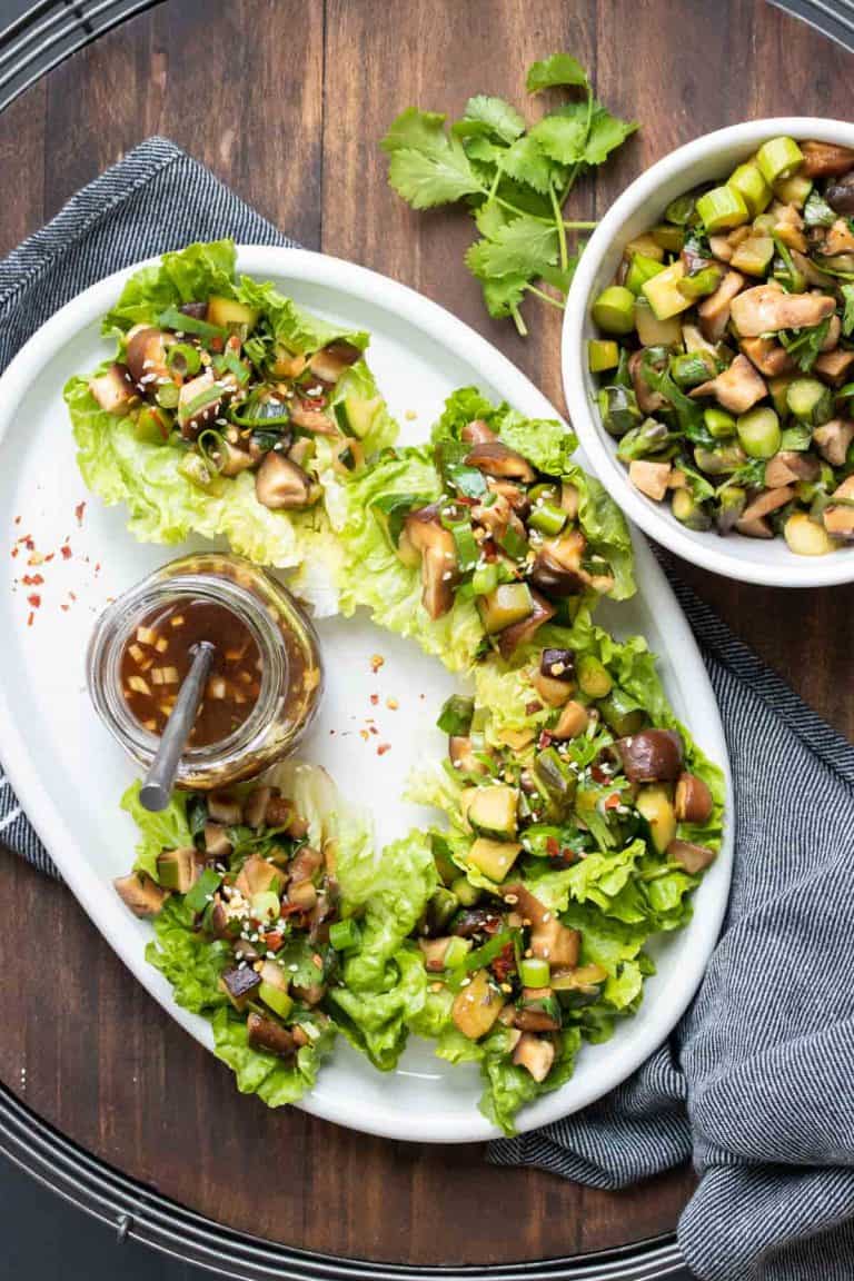 Vegan Mushroom Lettuce Wraps - Veggies Don't Bite