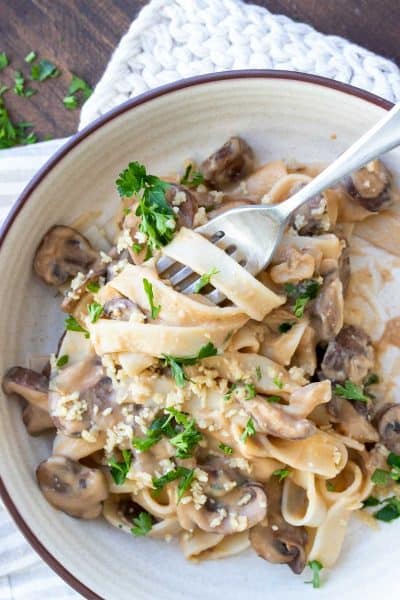 Creamy Vegan Mushroom Stroganoff - Veggies Don't Bite