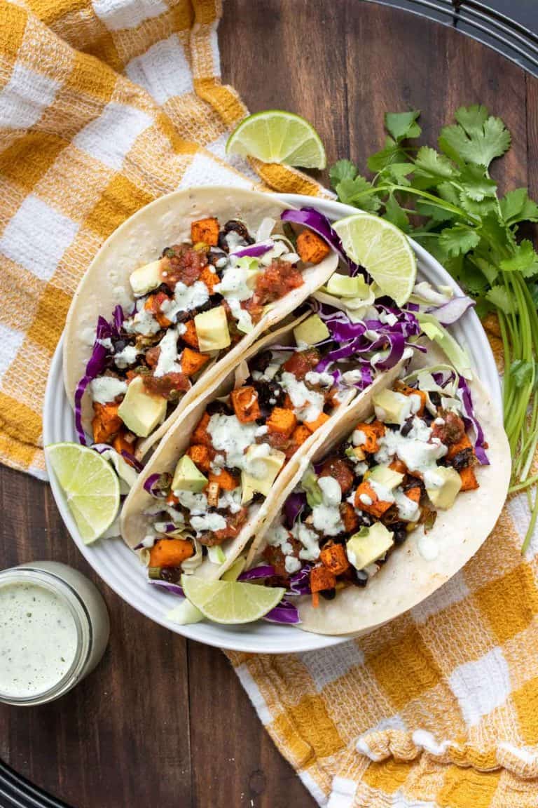 Healthy Black Bean Sweet Potato Tacos Recipe - Veggies Don't Bite