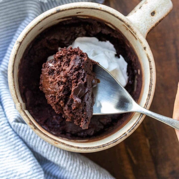 Healthy Vegan Gluten-Free Chocolate Mug Cake - Veggies Don't Bite