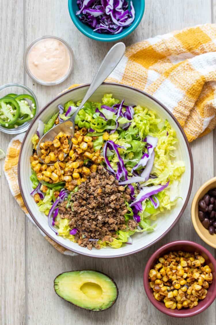 Healthy Vegan Taco Salad Recipe - Veggies Don't Bite