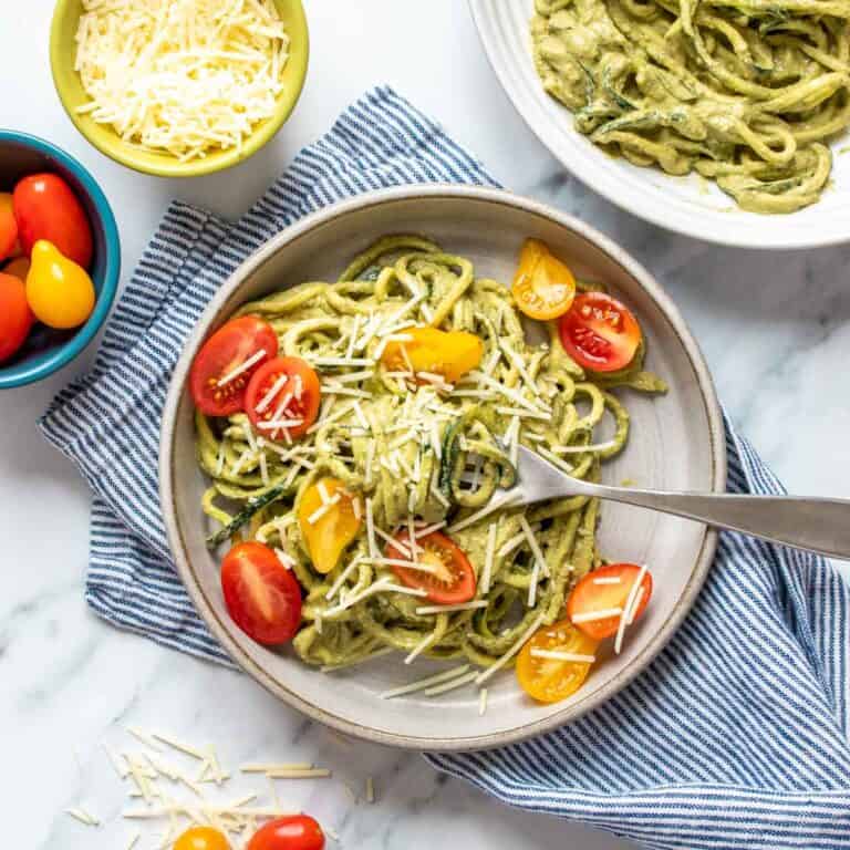 Zucchini Noodles With Pesto - Veggies Don't Bite