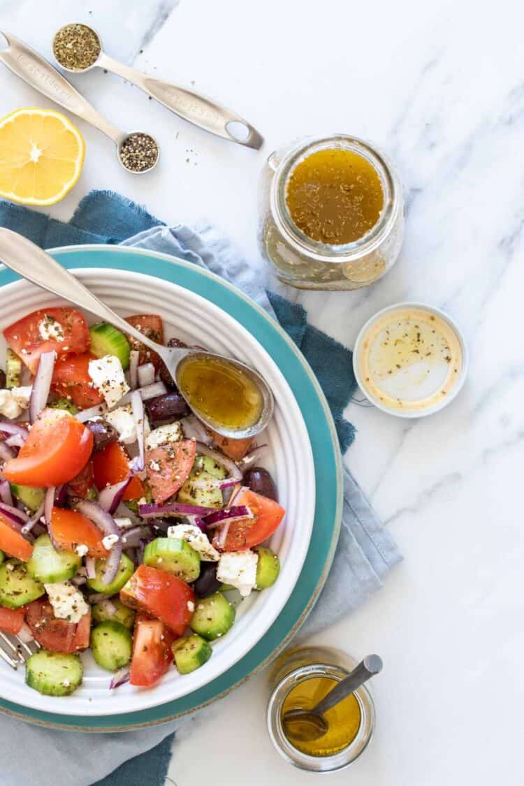 Authentic Greek Salad Dressing Recipe - Veggies Don't Bite