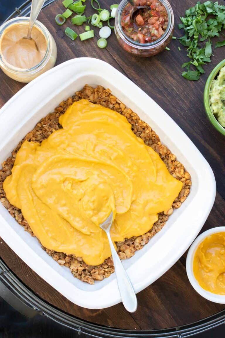 Vegan 7 Layer Taco Dip - Veggies Don't Bite